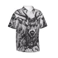 thumbnail image 1 of Goofa Monochrome Deer Floral Hawaiian Shirt for Men, Unisex Summer Beach Casual Short Sleeve Button Down Shirts,Aloha Tropical Floral print shirt-Large, 1 of 9