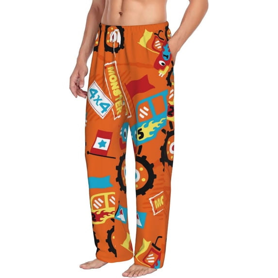 Goofa Monster Truck Printed Soft Pajama Pants for Men, Wide Leg Comfy Casual Lounge Yoga Pants-Large