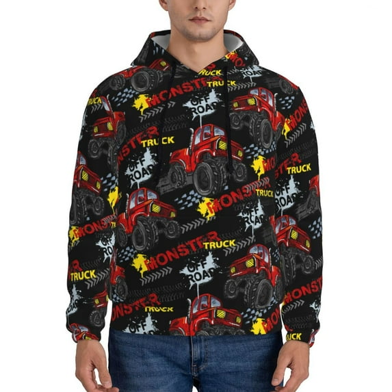 Goofa Monster Truck for Men's Hooded Sweatshirt - Lightweight Pullover Hoodie with Kangaroo Pocket, Perfect for Everyday Wear-Medium