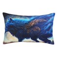 thumbnail image 1 of Goofa Moonlit Blue Wolf Print Plush Throw Pillow Case, Soft Velvet with Hidden Zipper, Decorative Cushion Cover for Sofa, Bed, Car, and Home Décor-16"x24", 1 of 6
