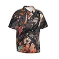 thumbnail image 1 of Goofa Moonlit Crow Blossoms Hawaiian Shirt for Men, Unisex Summer Beach Casual Short Sleeve Button Down Shirts,Aloha Tropical Floral print shirt-, 1 of 9