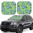 thumbnail image 1 of Goofa Motorcycle Riding Dinosaur Pattern 2 Piece Car Windshield Sun Shade Foldable | Front Windshield Shade for Sun, Heat and UV Rays | Sunshade for Car Front Window-Small, 1 of 7