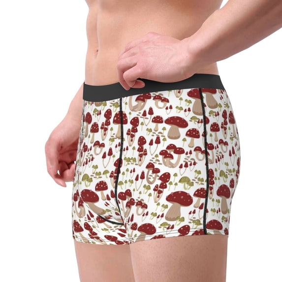 Goofa Mushroom Printed Men's Boxer Briefs Underwear, Moisture-Wicking Underwear, Trunk,Soft and Breathable Cotton Underwear-Medium
