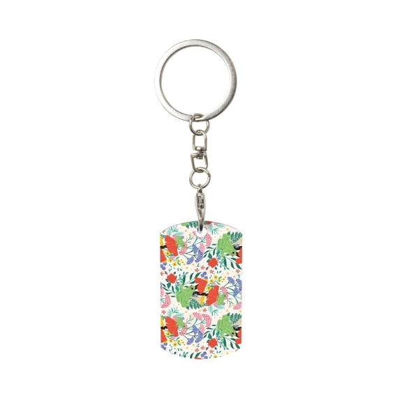Goofa Mushroom and Frogs Printed Rectangular Metal Keychain Bag Charm Floral Charm for Purse Keys Metal Keyring Gift for Women Accessories
