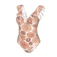 thumbnail image 1 of Goofa Mushrooms2 Print Women's Ruffled One Piece Swimsuit V Neck, 1 of 7