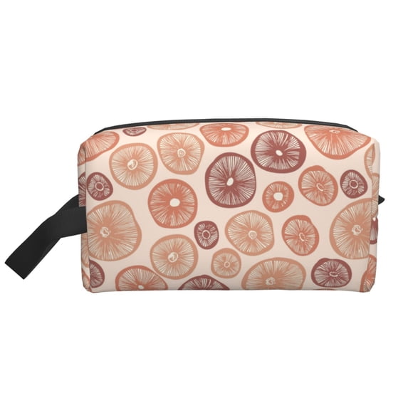 Goofa Mushrooms2 Printed Toiletry Bag with Handle,Large Capacity Travel Makeup Cosmetic Bag for Women, Carry on Airport Airline Compliant Bag