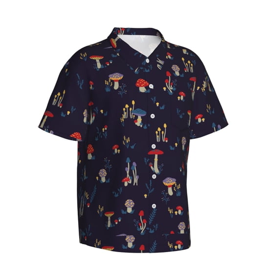 Goofa Mushrooms3 Hawaiian Shirt for Men, Unisex Summer Beach Casual Short Sleeve Button Down Shirts,Aloha Tropical Floral print shirt-XX-Large
