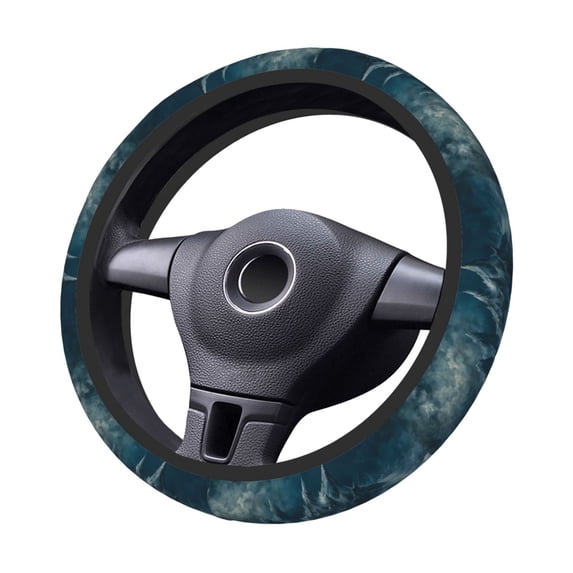 Goofa Mysterious Moonlit Mountains Pattern Elastic Stretch Steering Wheel Cover,Universal 15 inch, Microfiber Breathable Ice Silk, Anti-Slip, Odorless, Easy Carry