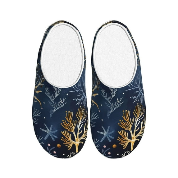 Goofa Mystical Underwater Coral Scene Print Womens Mens Cotton Lightweight House Slippers , Washable Home Slippers,Indoor Comfy Bedroom Cozy Slippers-40/41