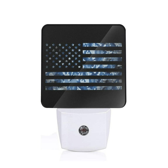 Goofa Navy Camouflage American Flag Night Light, Plug-in, Dusk to Dawn Sensor, Warm White, Ambient Lighting, Ideal Kids Adults Nightlight-US