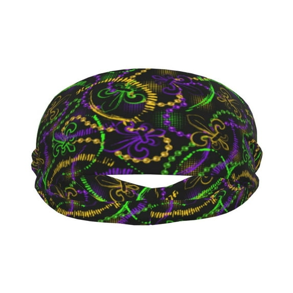 Goofa Neon Mardi Gras Pattern Sweatbands Sports Headband for Men & Women,Moisture Wicking Athletic headband,Breathable Sweatband,Sports accessories,Workout gear