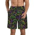 thumbnail image 1 of Goofa Neon Mardi Gras Printed Mens Swim Trunks Summer Quick Dry Short Beach Swimwear Bathing Suits-Large, 1 of 9
