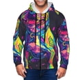 thumbnail image 1 of Goofa Neon Pop Art Pitbull Pattern Mens Full-zip Hoodie, Zip-up Pullover Hooded Sweatshirt, Kangaroo Pocket Hoodie Ideal for Daily Wear, Travel, and Home-Small, 1 of 5