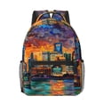 thumbnail image 1 of Goofa Neon Shanghai Cityscape Night Pattern Comfortable Student Backpack - Ergonomic Design, Durable, Water-Resistant, Multi-Compartment,Travel, and Outdoor Activities, 1 of 5