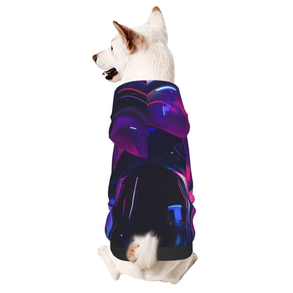 Goofa Neon Toy Cat Reflections Pattern Small Dog Sweater Hoodies Pet Grey Hooded Soft Fleece Sweatshirts with Pocket Fall Winter Puppy Cat Sweaters Warm Clothes-X-Small