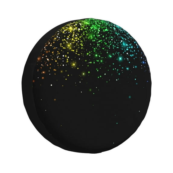 Goofa Night Rainbow Sparkles Pattern Universal Tire Cover for Jeep, SUV, Truck, and Trailer – Waterproof, UV-Resistant,Easy to Install, Fits 14"-17" Tires-15 inch