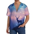 thumbnail image 1 of Goofa Night Sky Elk Printed Men's Casual Short-sleeved Shirt,Lightweight Breathable Button-down,Summer Casual men's top,Versatile Fashion shirt-3X-Large, 1 of 7