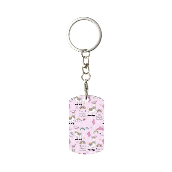 Goofa No Drama Llama Printed Rectangular Metal Keychain Bag Charm Floral Charm for Purse Keys Metal Keyring Gift for Women Accessories