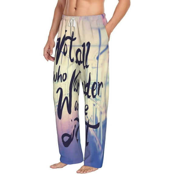 Goofa Not All Those Who Wander Are Lost Printed Soft Pajama Pants for Men, Wide Leg Comfy Casual Lounge Yoga Pants-Small