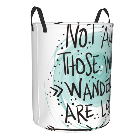 Goofa Not All Who Wander Are Lost1 Printed Circular Hamper,Laundry Basket with Handles,Storage Baskets Foldable,Large Capacity Laundry Hamper-Small