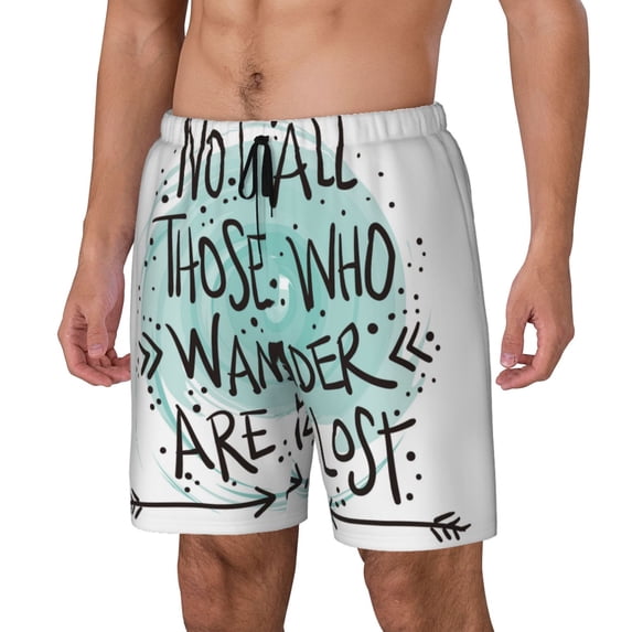 Goofa Not All Who Wander Are Lost1 Printed Men's Swim Trunks Board Shorts Quick Dry Mens Swimming Trunks with Compression Liner,Breathable Fit Hawaii Beach Shorts-X-Large