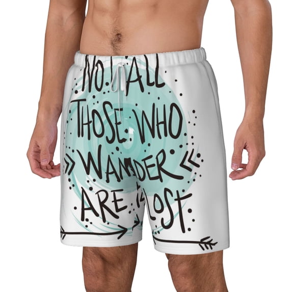 Goofa Not All Who Wander Are Lost1 Printed Men's Swim Trunks Board Shorts Quick Dry Mens Swimming Trunks with Compression Liner,Breathable Fit Hawaii Beach Shorts-Large