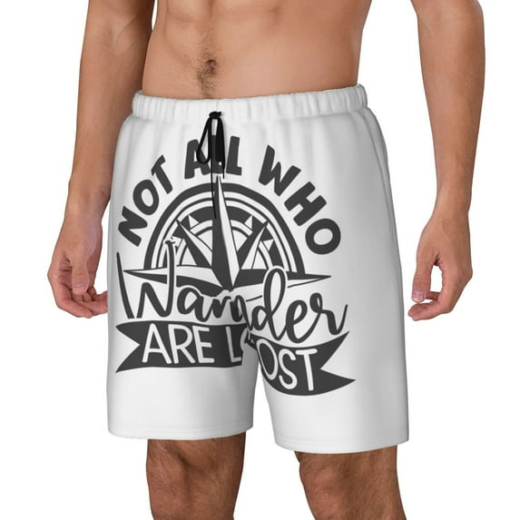 Goofa Not All Who Wander Are Lost2 Printed Men's Swim Trunks Board Shorts Quick Dry Mens Swimming Trunks with Compression Liner,Breathable Fit Hawaii Beach Shorts-XX-Large