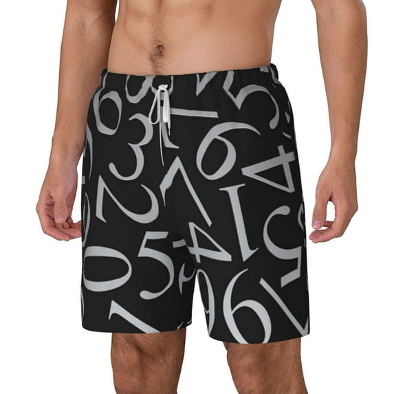 Goofa Numbers Printed Men's Swim Trunks Board Shorts Quick Dry Mens Swimming Trunks with Compression Liner,Breathable Fit Hawaii Beach Shorts-3X-Large