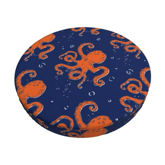 Goofa Octopus Printed Stool Covers Round, Waterproof Round Bar Stool Covers Anti-Slip Round Bar Stool Seat Cover with Elastic Bands Durable -14 inch