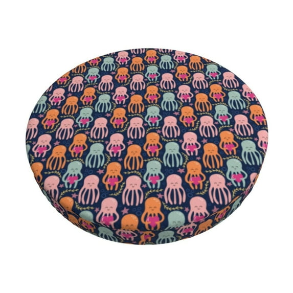 Goofa Octopus in love Printed Stool Covers Round, Waterproof Round Bar Stool Covers Anti-Slip Round Bar Stool Seat Cover with Elastic Bands Durable -12 inch