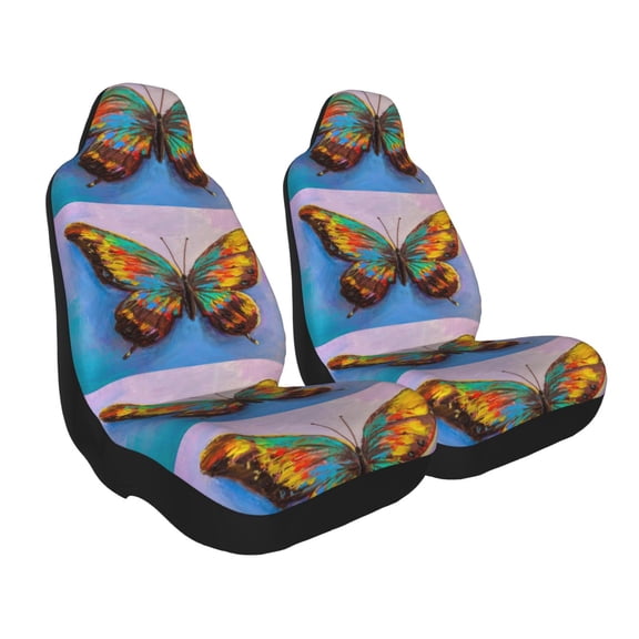 Goofa Oil Painting Beautiful Butterfly Printed Car Seat Covers, Automotive Seat Covers for Cars Trucks and SUVs, Quick Setup Universal Fit Elastic Seat Covers-1