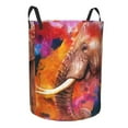 thumbnail image 1 of Goofa Oil Paintings of Elephants Printed Circular Hamper,Laundry Basket with Handles,Storage Baskets Foldable,Large Capacity Laundry Hamper-, 1 of 8