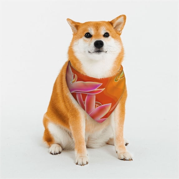 Goofa Orange Flower Psychedelic Pattern Pet Scarf Bandana - Adjustable and Comfortable,Dog Scarf Bib Kerchief Breedfor Dogs and Cats-Medium