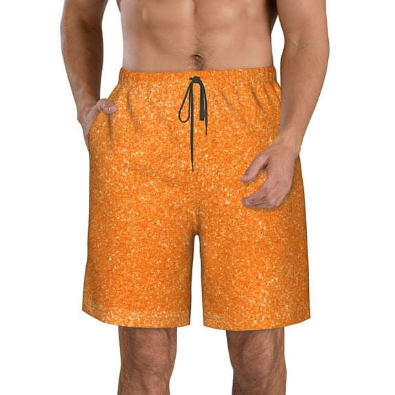 Goofa Orange Glitter2 Printed Mens Swim Trunks Summer Quick Dry Short Beach Swimwear Bathing Suits-Large