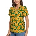 thumbnail image 1 of Goofa Orange Lemon Pattern Women's Slim-Fit Short-Sleeve V-Neck T-Shirt,Classic-Fit Short-Sleeve V-Neck T-Shirt-Small, 1 of 5