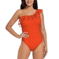 thumbnail image 1 of Goofa Orange Pattern Women's One Piece Swimsuits Tummy Control Bathing Suits Asymmetric One Shoulder Swimwear-XX-Large, 1 of 6