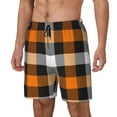 thumbnail image 1 of Goofa Orange Plaid Printed Men's Swim Trunks Board Shorts Quick Dry Mens Swimming Trunks with Compression Liner,Breathable Fit Hawaii Beach Shorts-3X-Large, 1 of 9