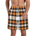 thumbnail image 1 of Goofa Orange Plaid Printed Mens Swim Trunks Summer Quick Dry Short Beach Swimwear Bathing Suits-X-Large, 1 of 9