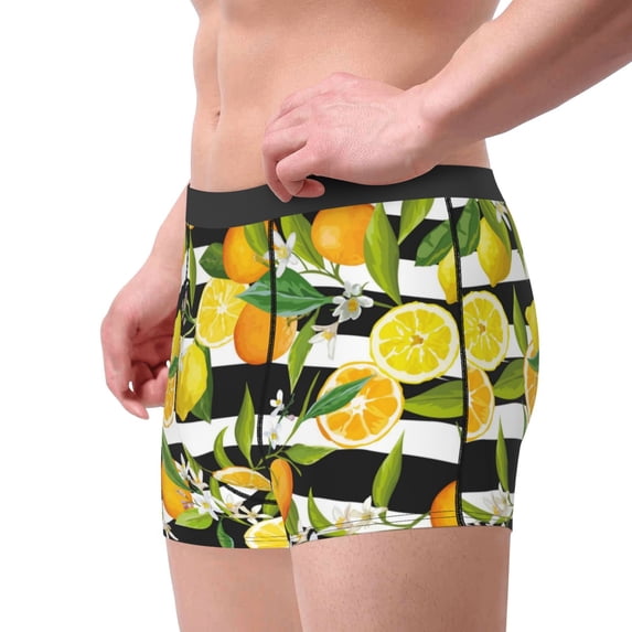 Goofa Orange and Lemon Printed Men's Boxer Briefs Underwear, Moisture-Wicking Underwear, Trunk,Soft and Breathable Cotton Underwear-XX-Large