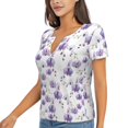 thumbnail image 1 of Goofa Orchids Flowers Pattern Womens Deep V Neck Low Cut Tops Casual Summer Short Sleeve Ribbed Knit T-Shirts-Medium, 1 of 1