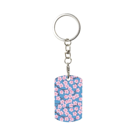 Goofa Orchids Flowers Printed Rectangular Metal Keychain Bag Charm Floral Charm for Purse Keys Metal Keyring Gift for Women Accessories