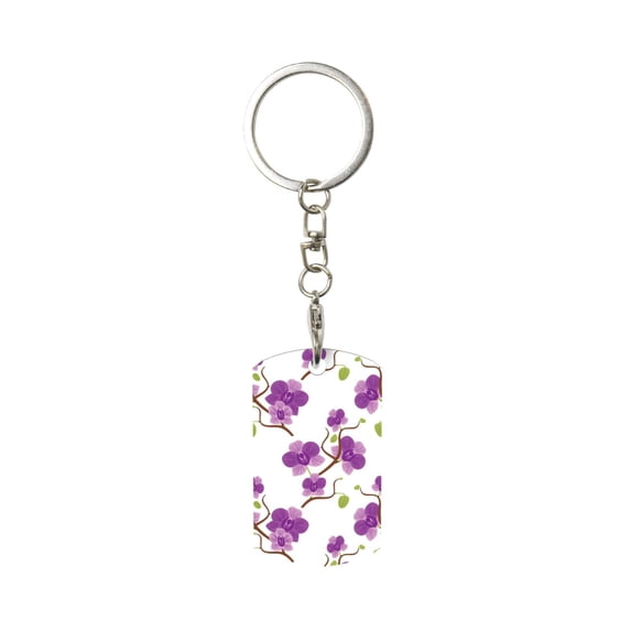 Goofa Orchids Flowers Printed Rectangular Metal Keychain Bag Charm Floral Charm for Purse Keys Metal Keyring Gift for Women Accessories