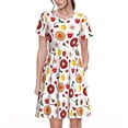 thumbnail image 1 of Goofa Oriental Cuisine Pattern Women Summer Short Sleeve Midi Dress with Pockets Casual Aline Flowy Tshirt Dress Vocation Beach Sundress, 1 of 6