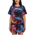 thumbnail image 1 of Goofa Outer Space Floating Numbers And Letters for Womens Cotton 2 Piece Pajamas Set Classic Short Sleeve Pjs Set Soft Button Down Sleepwear Loungewear-Small, 1 of 7