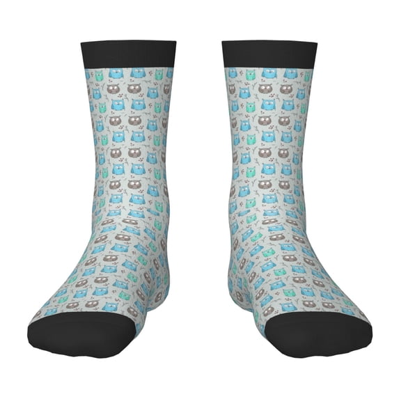 Goofa Owl Pattern Children's Crew Socks, Kids' Daily Wear and Sports Socks, Breathable Socks, Sports Socks, Moisture-Wicking Socks for Children