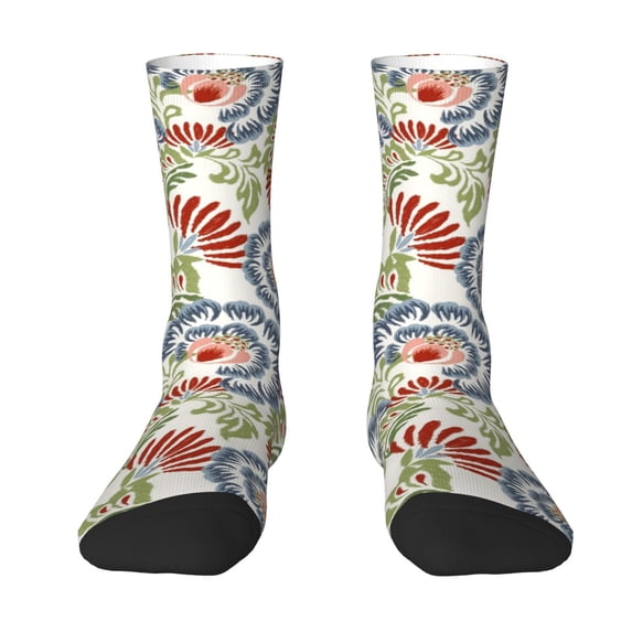 Goofa Paisley Floral 5 Printed Men's Crew Socks, Soft Durable Breathable Moisture-Wicking with Odor Control Cotton socks