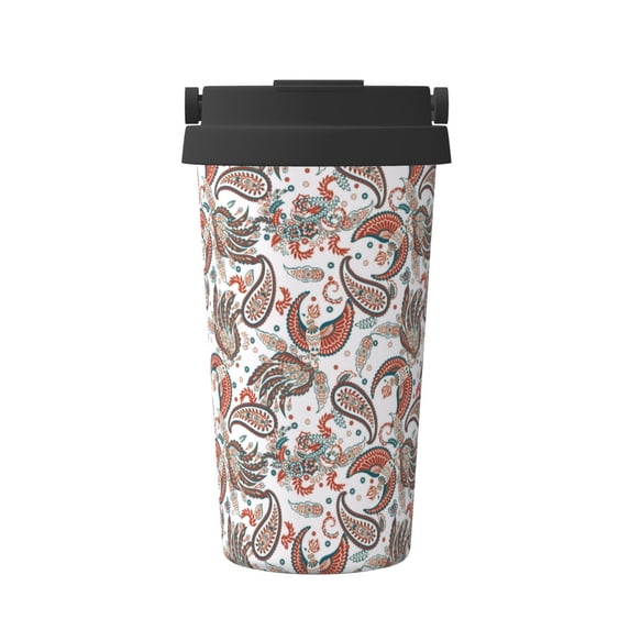 Goofa Paisley Floral for Insulated Travel Coffee Mug Spill Proof Leak Proof 16 OZCoffee Tumbler Reusable Coffee Cups with Lids Thermos for Hot and Cold Drink