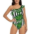 thumbnail image 1 of Goofa Palm Greenery Pattern Women's One Piece Swimsuits Tummy Control Bathing Suits Asymmetric One Shoulder Swimwear-Large, 1 of 6
