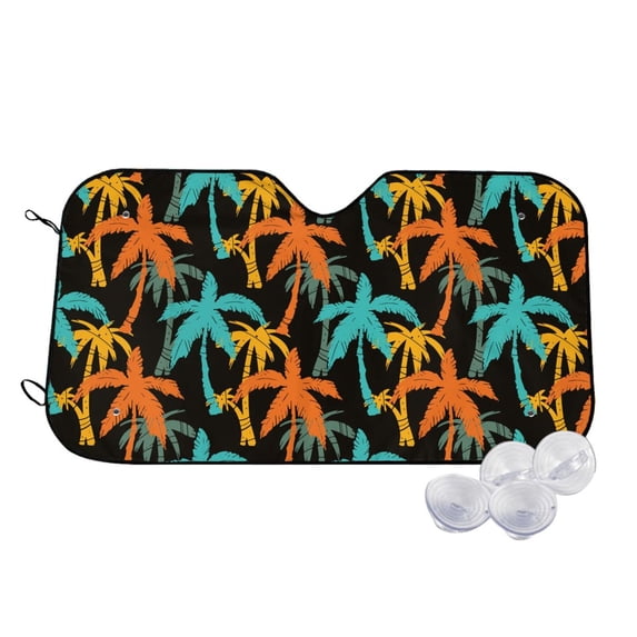 Goofa Palm Trees Printed Car Windshield Sunshade,Foldable Reflective Sun Visor,UV Protection Heat Blocker Sunshade,Car Cooling Accessory-Small