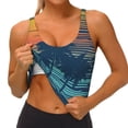 thumbnail image 1 of Goofa Palm Trees Printed Sports Bras for Women, High Impact Running Bra Workout Crop Tank Tops Longline Sports Bra Push up-Medium, 1 of 9